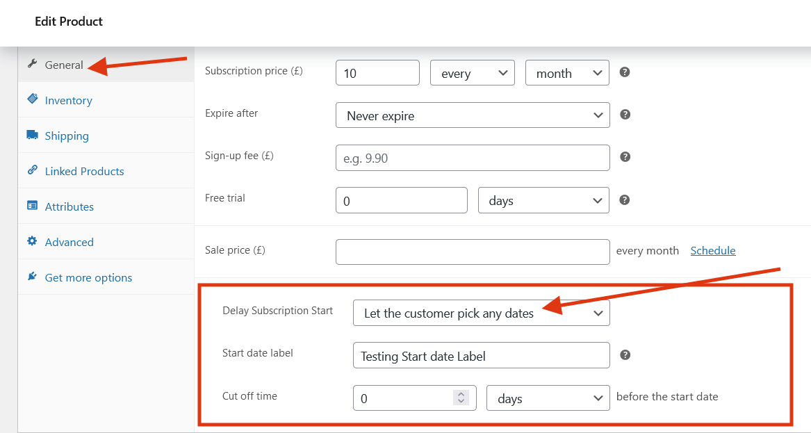WooCommerce Subscriptions Custom Start Date Let Customer Choose Setting